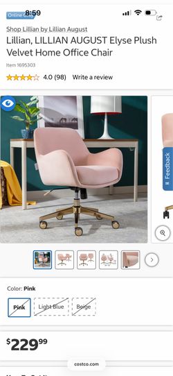Lillian August plush velvet home office chair