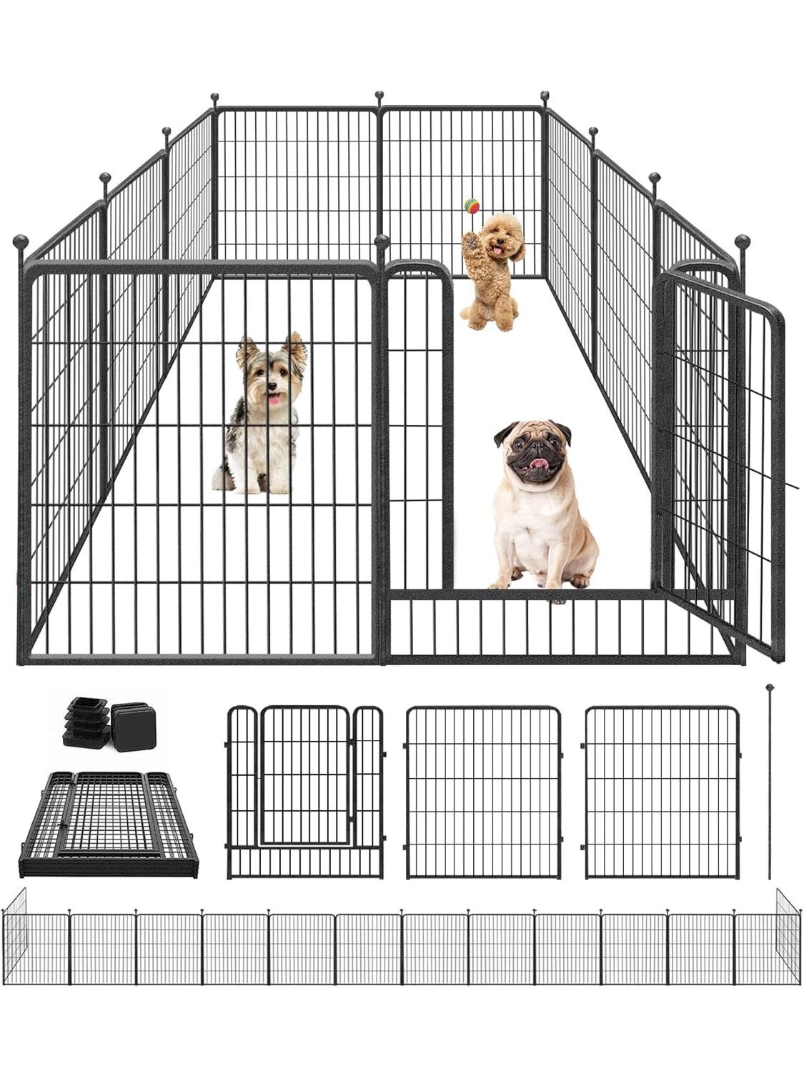 Dog Playpen 32" Height 10 Panels Portable Metal Dog Fence with Doors Puppy Play Pens Indoor for Medium/Small Dogs, Heavy Duty Pet Playpen Dog Kennel f