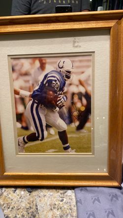 Signed Indianapolis Colts Marshalll Faulk.  Framed Photo