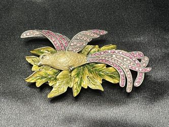 Vintage Bird Of Paradise Trinket Box with Austrian Crystals