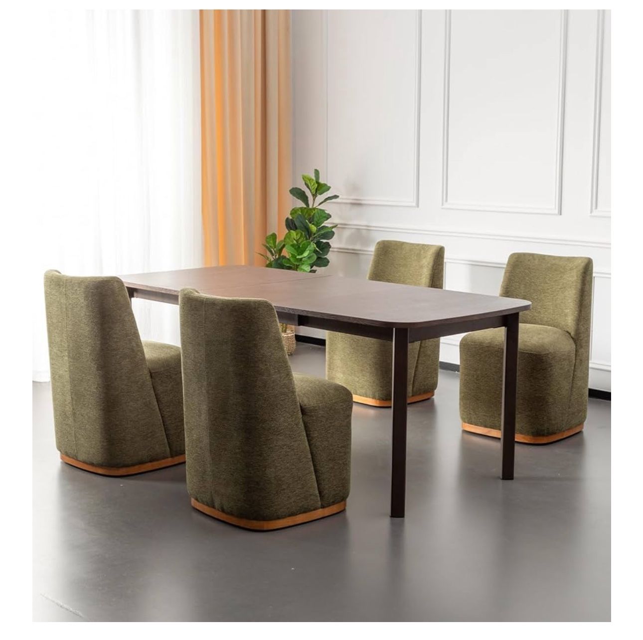 Set Of 4 Rolling Dining Chairs