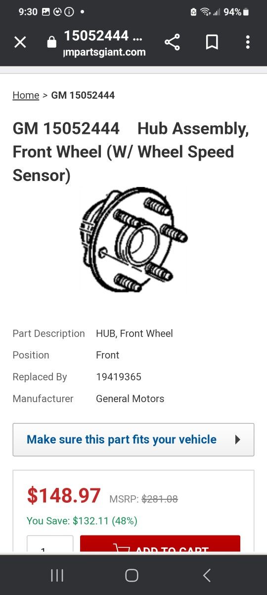 Front Wheel Hubs Gm Part 15 05 24 44