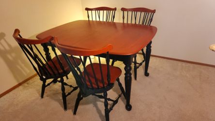 Two-Toned Solid Wood Dining Table with 4 Windsor Chairs