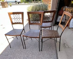 4 Metal and Wicker Dining Chairs