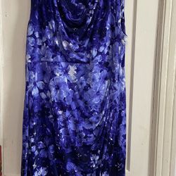 Lauren Ralph Lauren purple black Floral Drop Collar Lined Dress Women Size 22W
