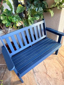 Blue Wood Bench