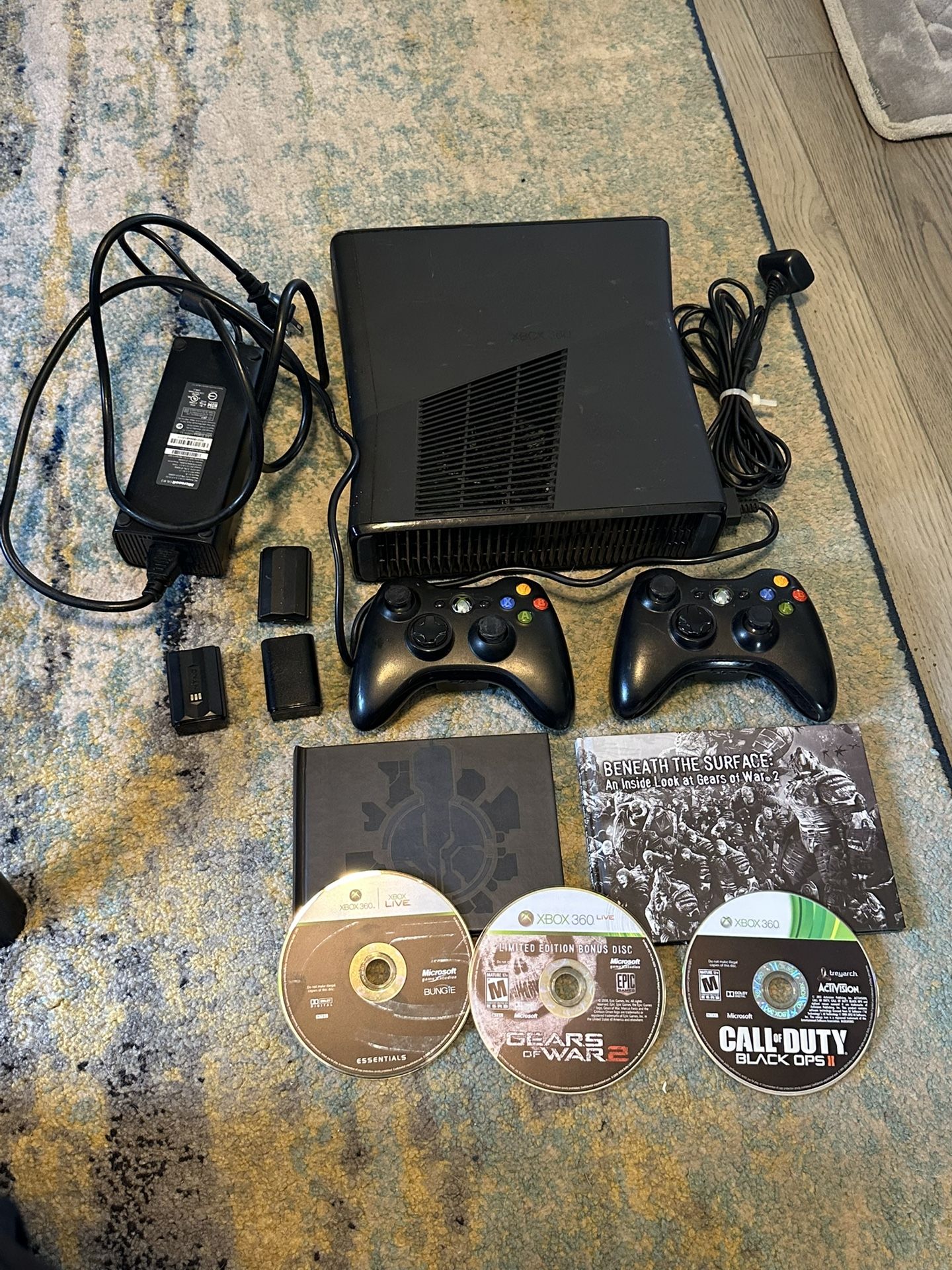 Microsoft Xbox 360 Slim 1439 250GB Console System Bundle Tested W/Games