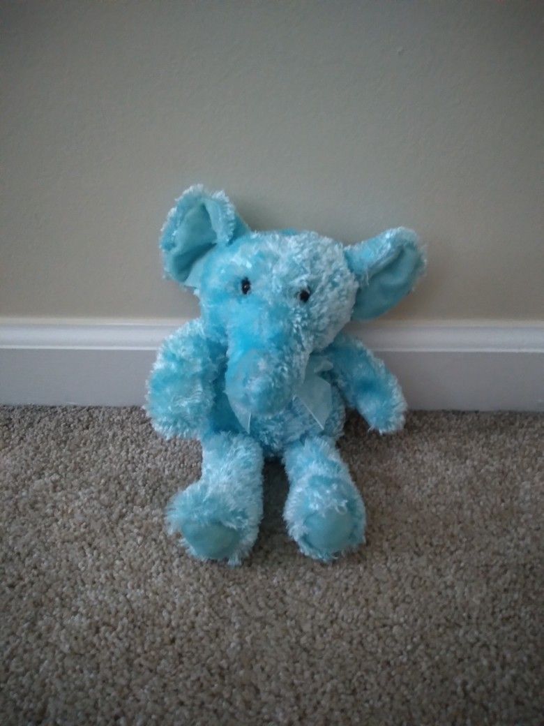 Blue Fluffy Elephant 9" Stuffed Animal