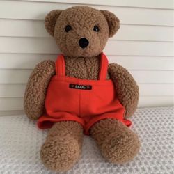 Vintage Gund Gear Bear Brown 1986 Red Overalls RARE 16”
