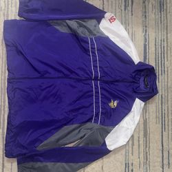 Vintage Minnesota Vikings NFL SI Windbreaker Jacket (Dunbrooke, 2XL)