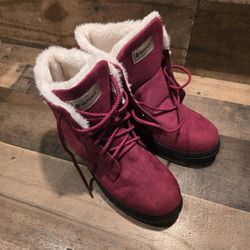 MERENCE Women's Magenta Ankle Boots With Faux Fur Sz 10.5/11 (42) *NEW*