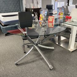 Round Glass Top Dining Table W/ Metal Base For Sale (brand New) 50% Off