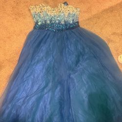 Blue Jeweled Ball Gown 