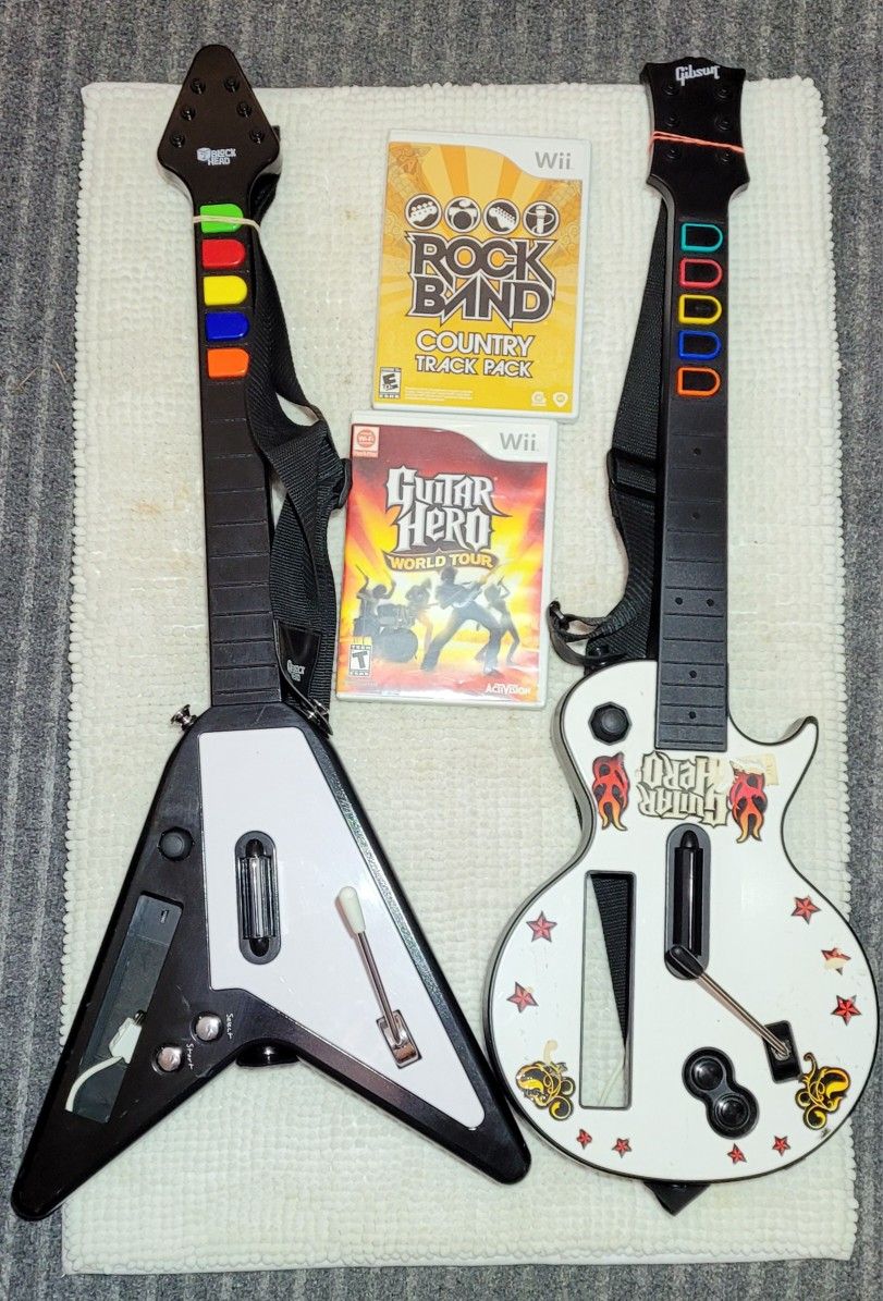 White Wii Guitars And Games