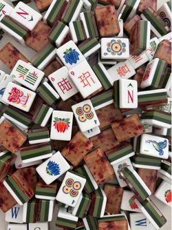 Unbranded Burl Wood Mahjong tiles