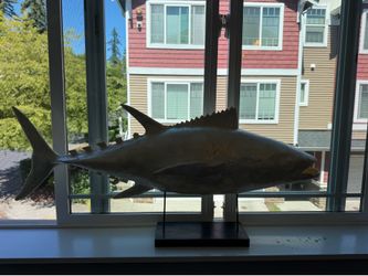 Large Pearlescent Fish Sculpture on Stand
