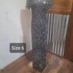 New Beaded Mesh Column Gown 