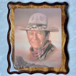 Vintage Wooden John Wayne Plaque