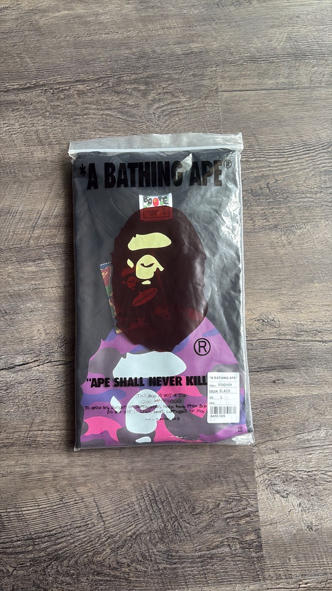 black and purple Bape tee