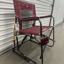 GCI Outdoor Freestyle Rocker Foldable Rocking Camp Chair, Maroon