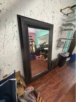Large Rectangular Black Framed Floor Mirror
