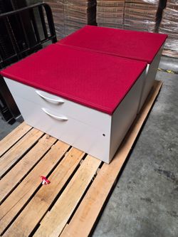 2 Storage Credenzas Lateral File With Upholstered Cushion seat top