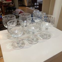 Vintage Wine Glass Set Of 6 Antique Glasses