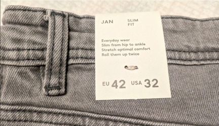 Slim-Fit Men's Jeans Cotton Blend Fabric Denim Grey Color Size 32 NEW with Tags