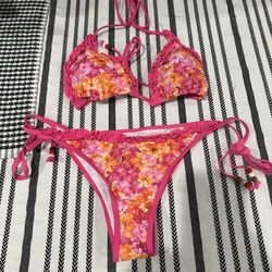 2 piece bathing suit flower print