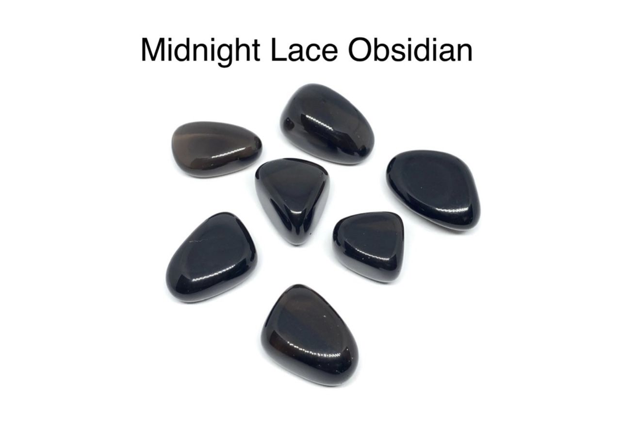 Midnight Lace Obsidian Tumbled Stones from Russia 7pcs 40.4g Total RARE