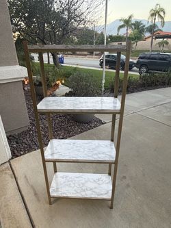 4-Tier Gold Metal Shelf with Marble Shelves