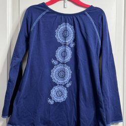Blue long sleeve Mandala shirt for girls 6x