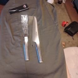 Global  Cromova 18 Stainless Steel Made In Japan Carving Knife Set