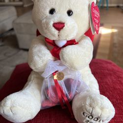 Godiva And Gund Teddy Bear Toy With Red Angel Wings