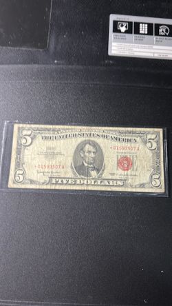 1953 red seal star note $5 dollar bill