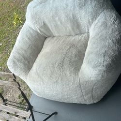 Free Light Grey Beanbag Chair Used, with Dog