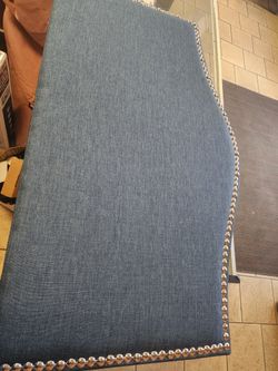 brand new in a box twin size headboard blue with crystal studs