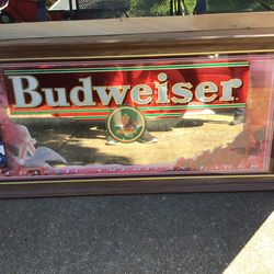 Budweiser beer large glass mirror 46”x22” Ready to hang