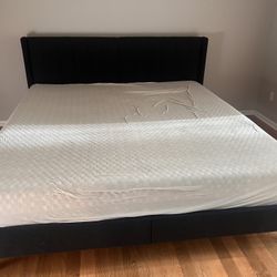 King Black Linen Bedframe 