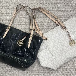(2) Authentic Michael Kors Jet Set Tote Purses 