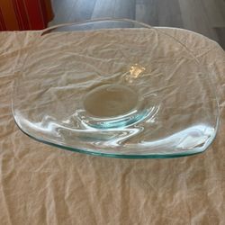 Glass Freeform Dish 13 X 11 Inch 