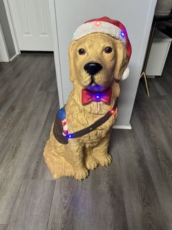 30 Inch Christmas Golden Retriever Statute With Led Lights