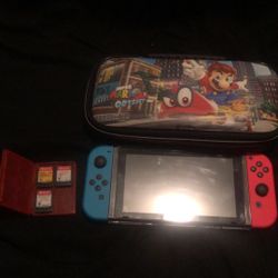 Nintendo Switch, 3 Video Games, Mario Case Bundle