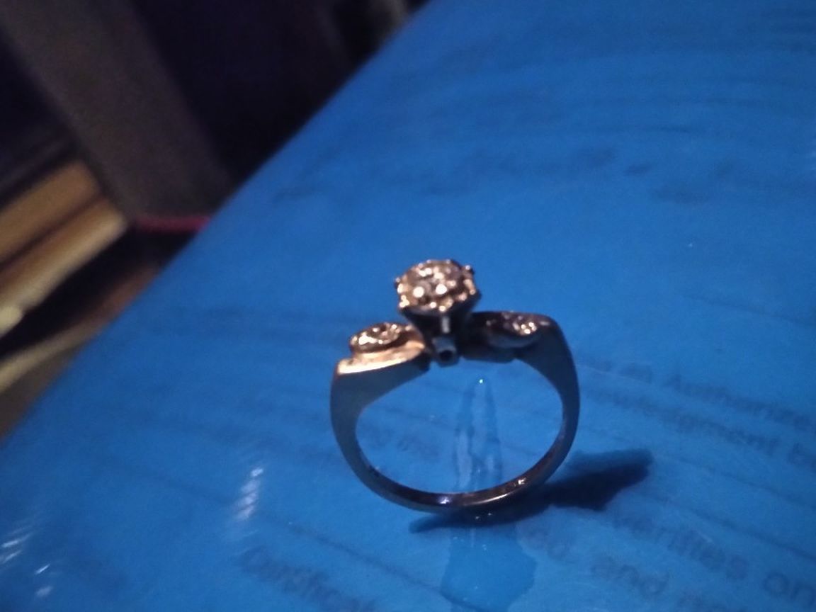 Engagement Ring,14 K White Gold 53 Diamond Antique Uropean Cut