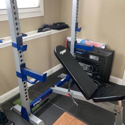Fitness Gear Pro Squat Rack With Adjustable Bench - New Condition