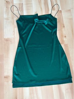 ZAFUL Green Satin Slip Mini Dress w/Cowl Neck