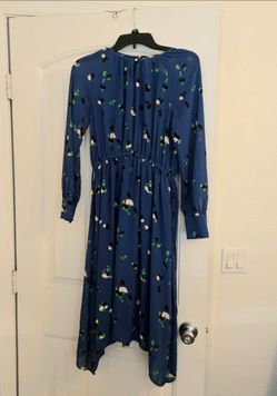 Blue Floral Midi Dress - Size 4, Never Worn