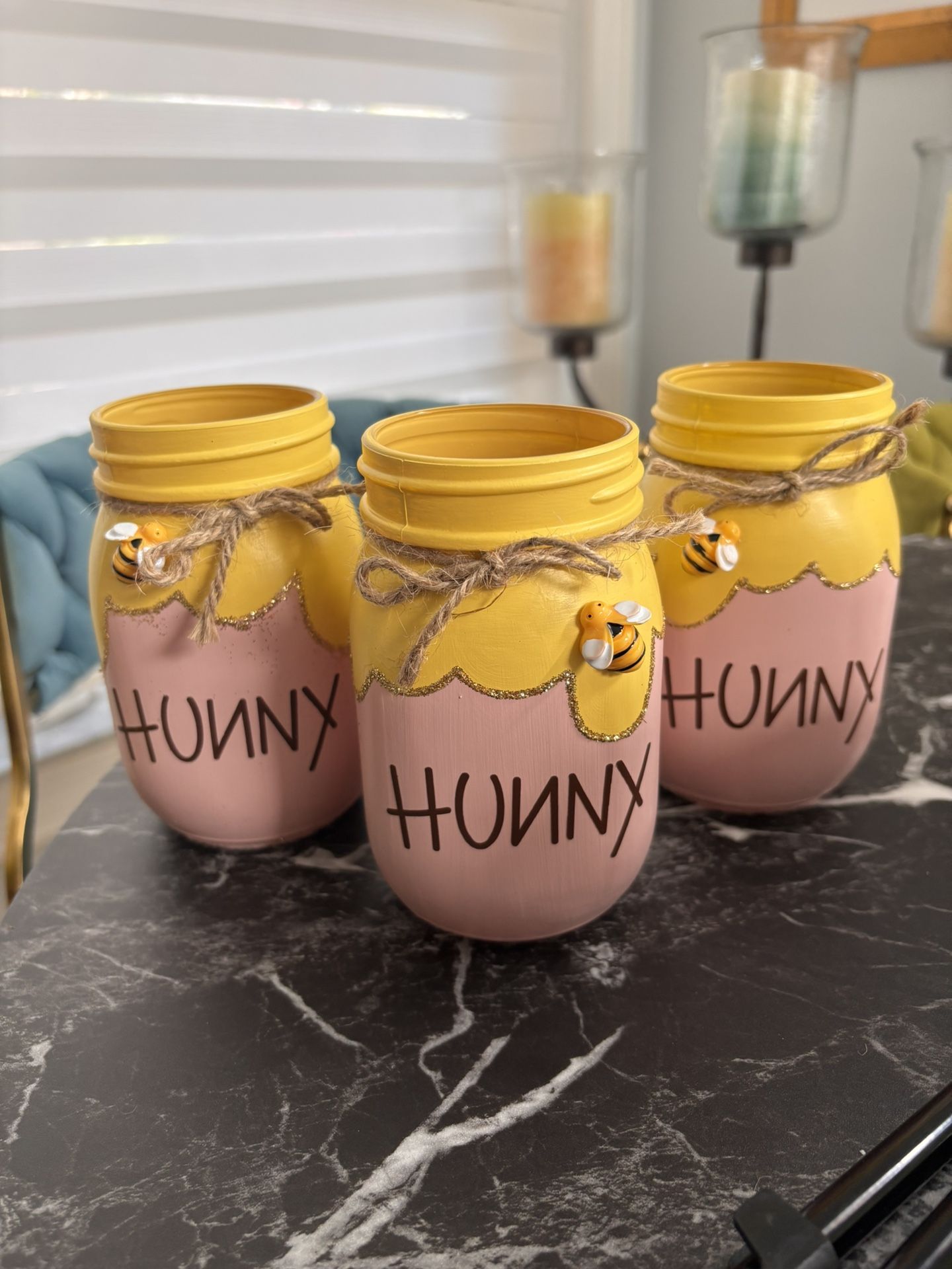 3 Piece Hunny Mason jar Centerpieces