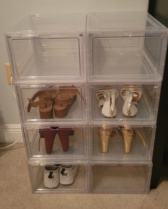 8 Clear Stackable Shoe Boxes