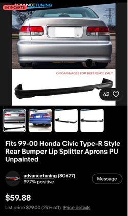 1999 to 2000 Honda civic rear lip diffuser